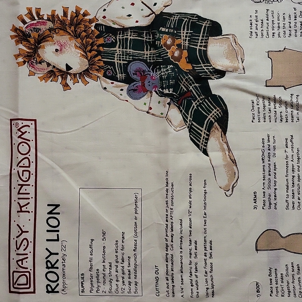 Rory Lion 1998 Fabric Panel 3761 by Daisy Kingdom